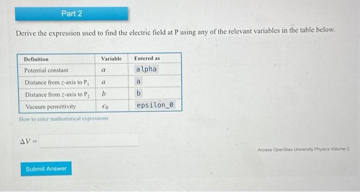 Solved Derive the expression used to find the electric field | Chegg.com