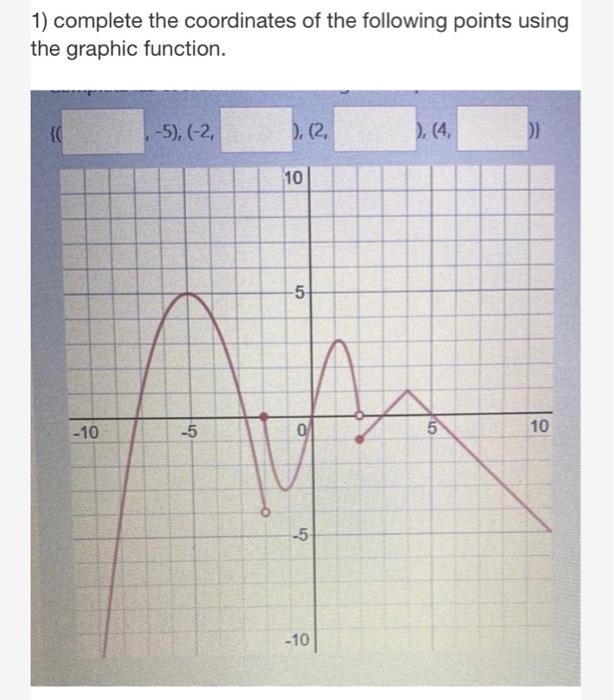 Solved 1) complete the coordinates of the following points | Chegg.com