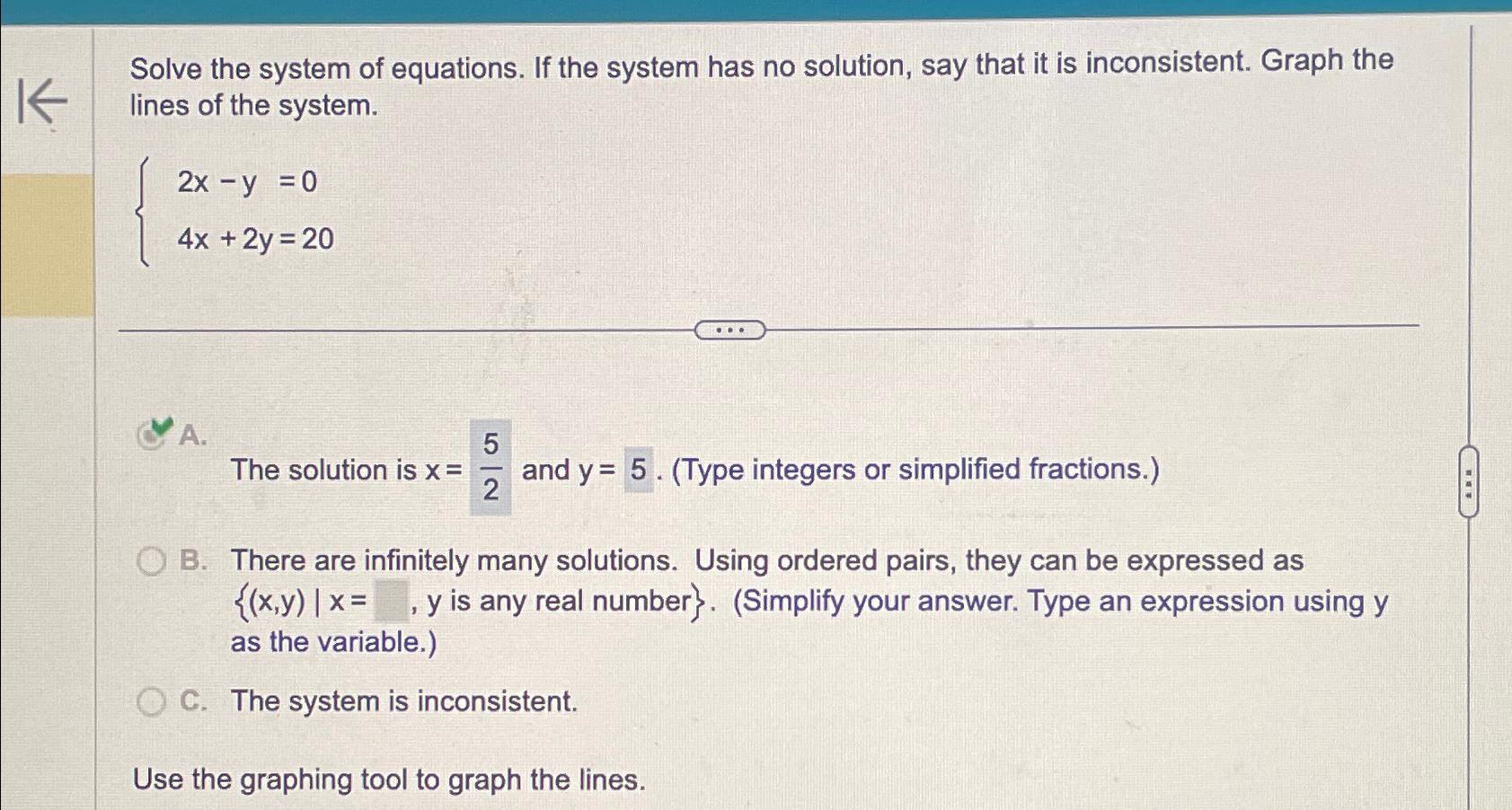 Solved Solve the system of equations. If the system has no | Chegg.com