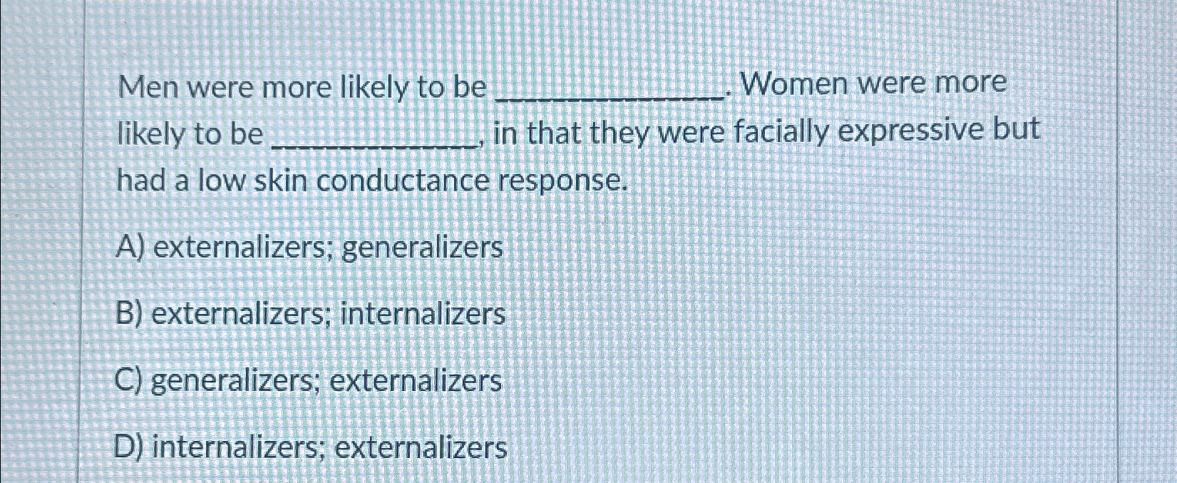 Solved Men were more likely to be Women were more likely to | Chegg.com