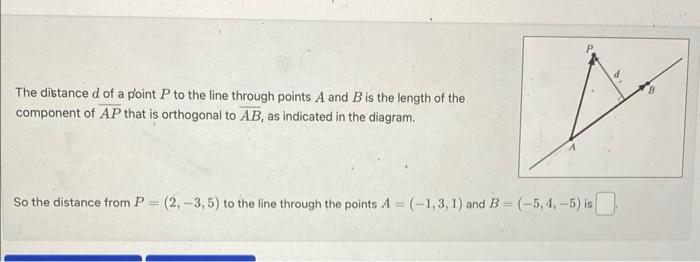 Solved The distance d of a point P to the line through | Chegg.com