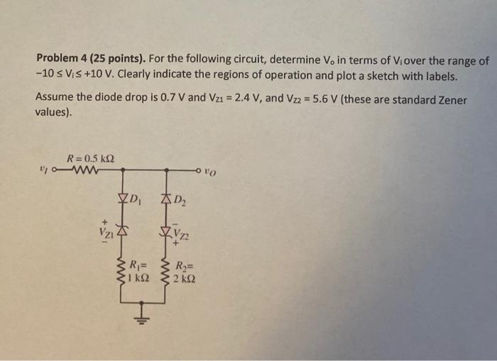 Solved Problem 4 (25 points). For the following circuit, | Chegg.com
