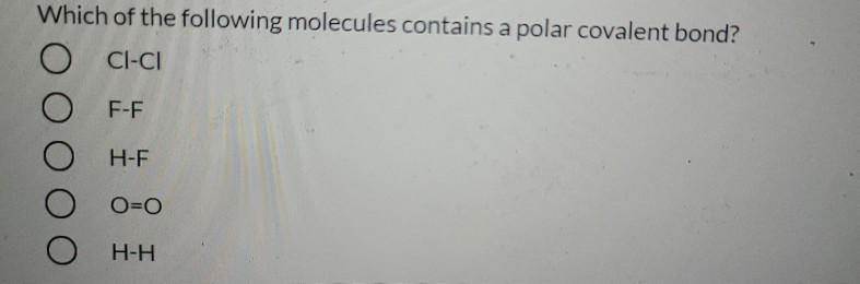 Solved Which of the following molecules is most likely to | Chegg.com