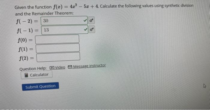 Solved Given the function f(x)=4x2−5x+4. Calculate the | Chegg.com