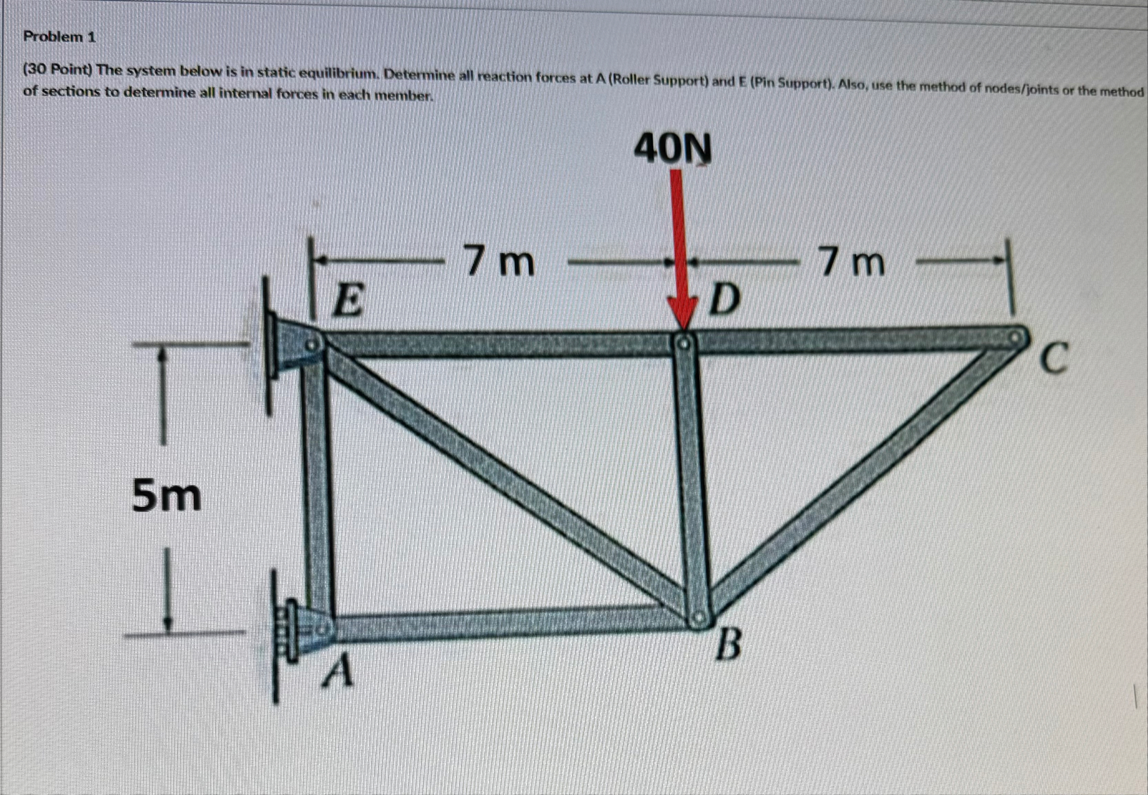 Solved The system below is in static equilibrium. Determine | Chegg.com