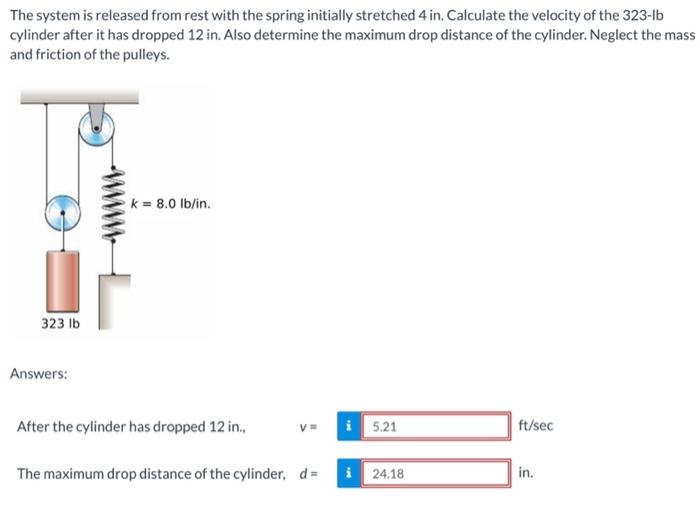 Solved The system is released from rest with the spring | Chegg.com