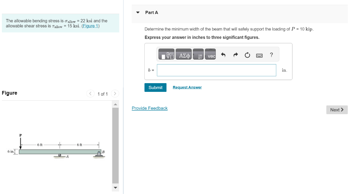 Solved The allowable bending stress is σallow =22ksi and the | Chegg.com