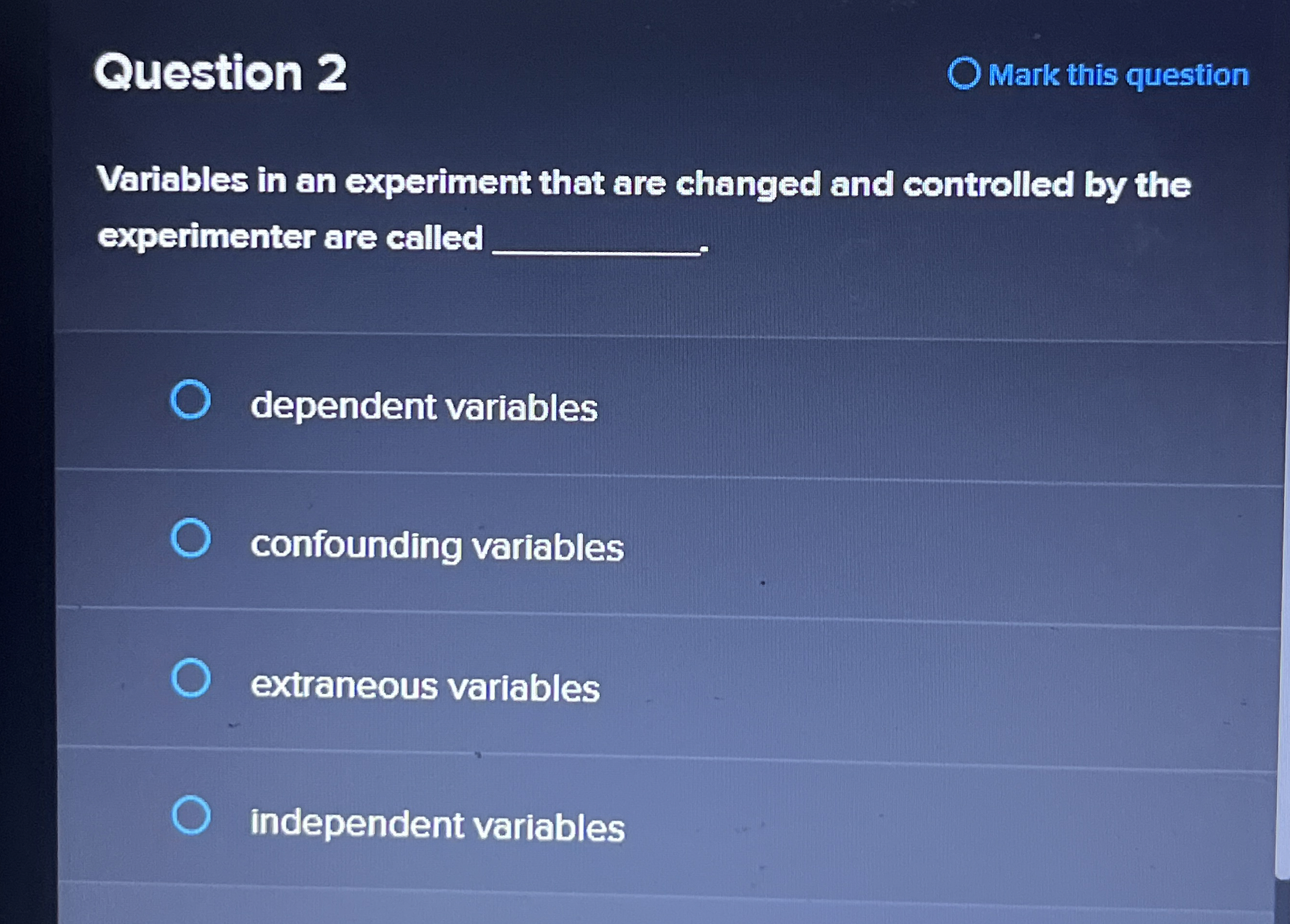High Quality SOLUTION Question 2 ﻿Mark this questionVariables in an ...