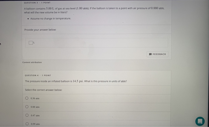 Solved QUESTION 1 - 1 POINT The total pressure in a tire is | Chegg.com