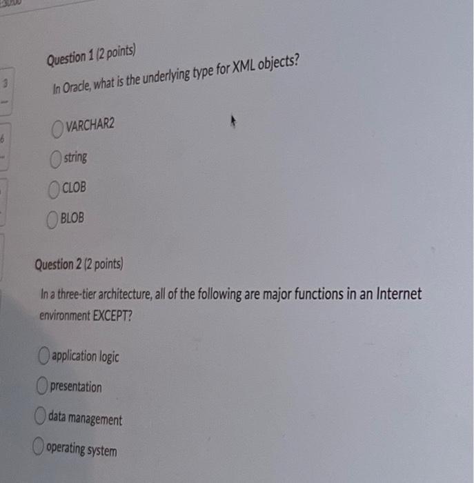 Solved Question 1 (2 points) In Orade, what is the | Chegg.com