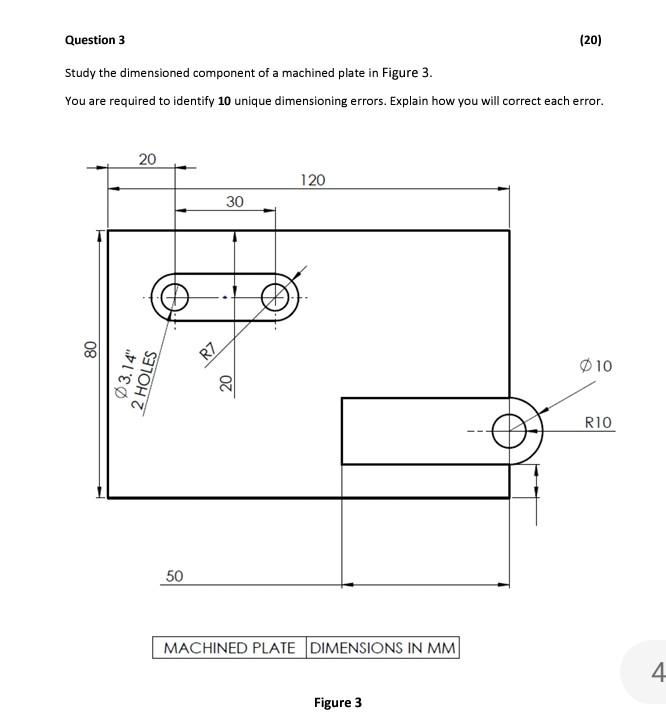 Solved Question 3 (20) Study the dimensioned component of a | Chegg.com
