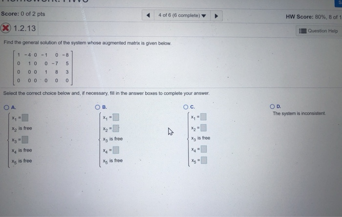 Solved Score: 0 of 2 pts 4 of 6 (6 complete) HW Score: 80%, | Chegg.com