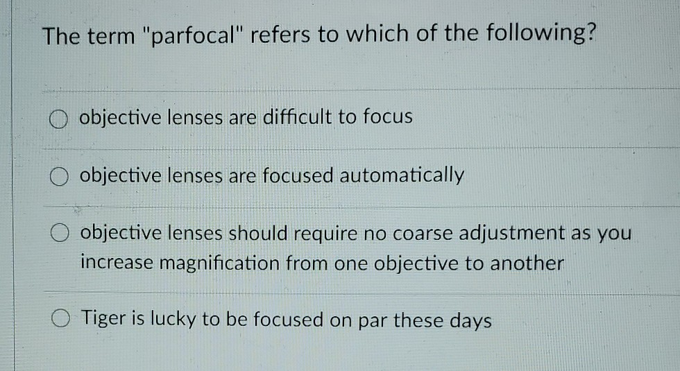 Parfocal Example Solved The term