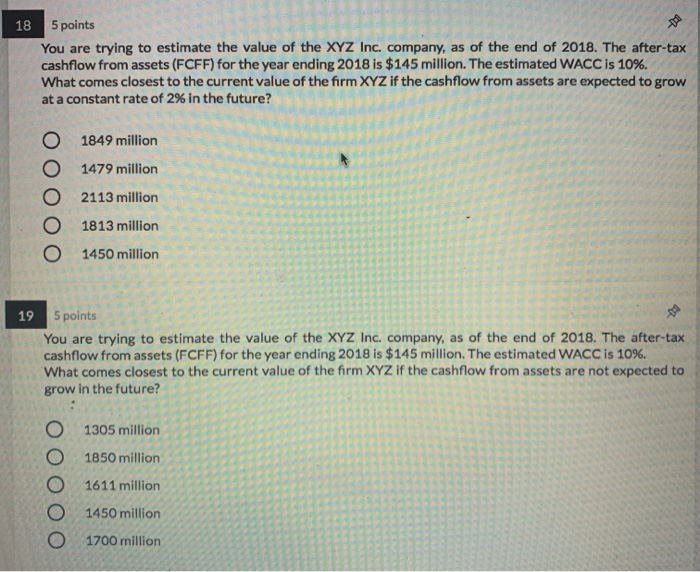 Solved 18 5 points You are trying to estimate the value of | Chegg.com
