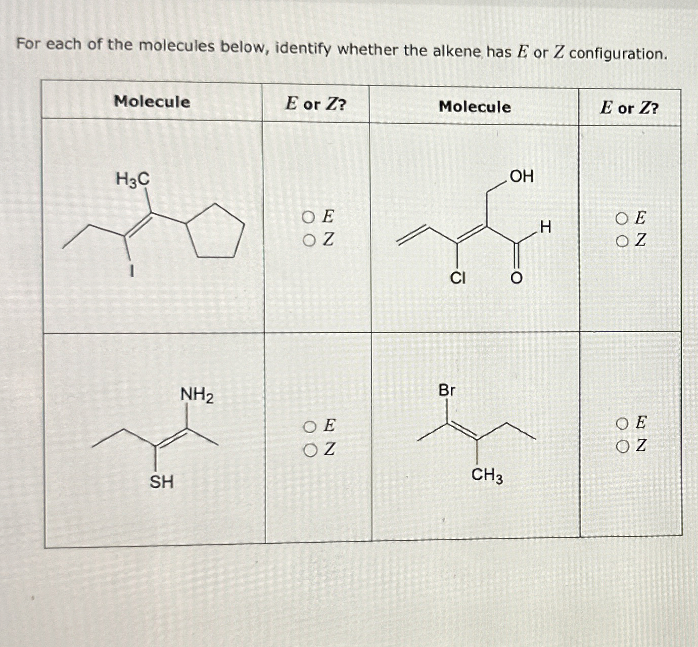 Solved For each of the molecules below, identify whether the | Chegg.com