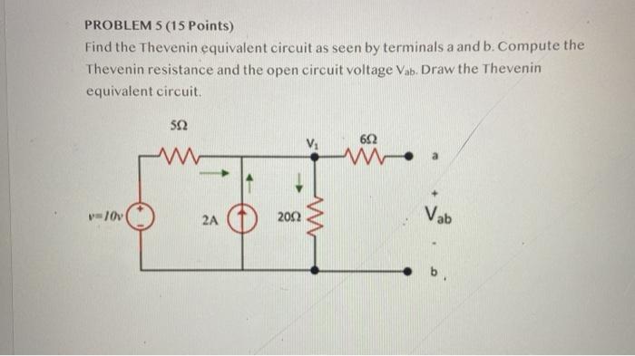 Solved PROBLEM S (15 Points) Find the Thevenin equivalent | Chegg.com