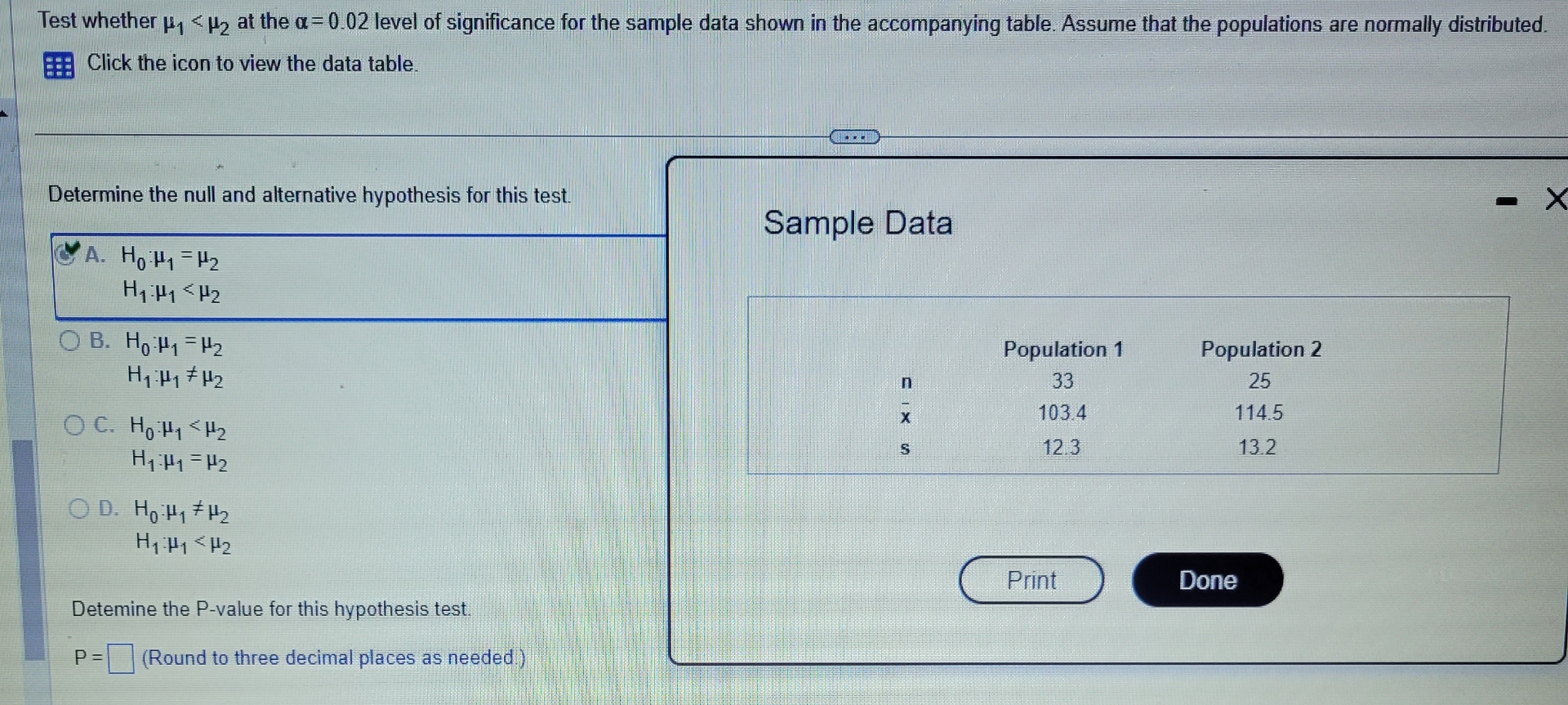 Solved Test whether μ1
