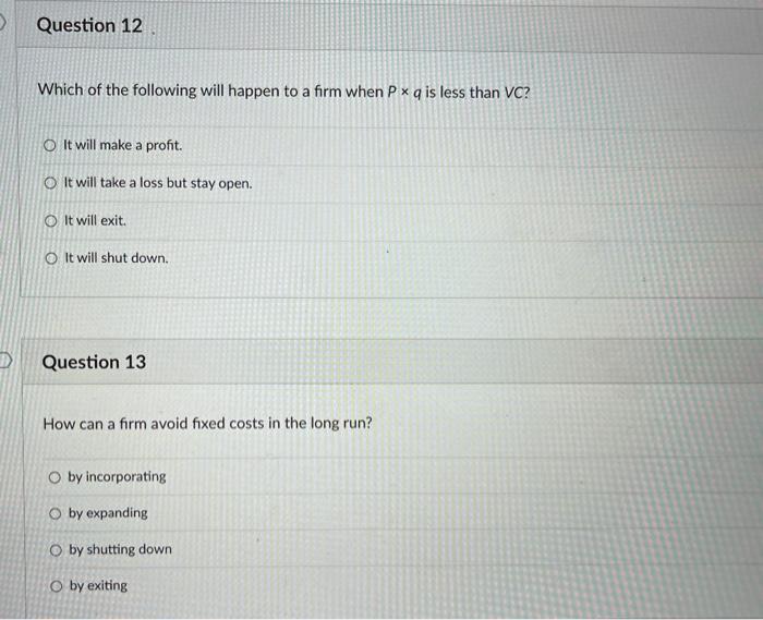 Solved Question 12 Which of the following will happen to a | Chegg.com