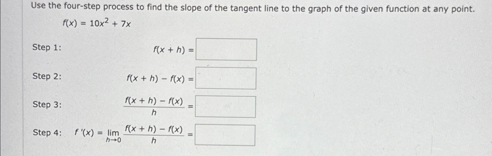 Solved Use the four-step process to find the slope of the | Chegg.com