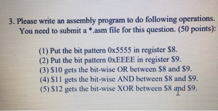 Solved 3. Please write an assembly program to do following | Chegg.com