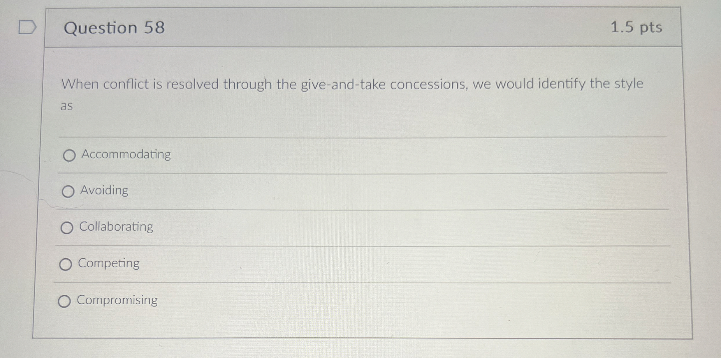 Solved Question 581.5 ﻿ptsWhen conflict is resolved through | Chegg.com