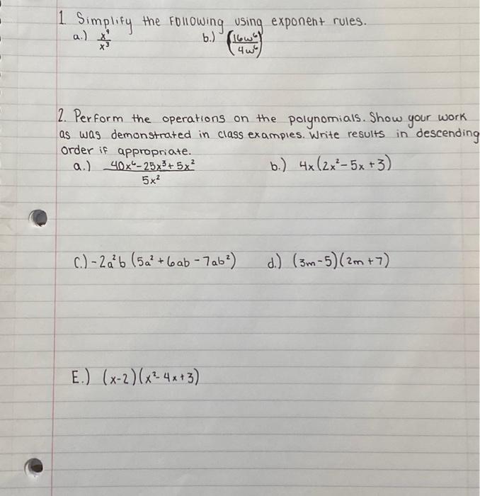 Solved 1 Simplify the following using exponent rules. a.) | Chegg.com