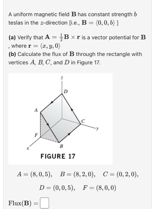 Solved A Uniform Magnetic Field B Has Constant Strength B | Chegg.com