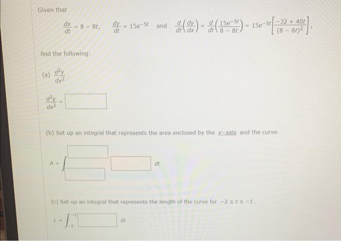 Solved Consider The Following Parametric Equations 