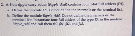 Solved A 4-bit ripple carry adder (Ripple_Add) ﻿contains | Chegg.com