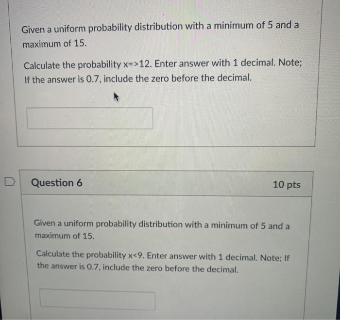 Solved Given A Uniform Probability Distribution With A | Chegg.com