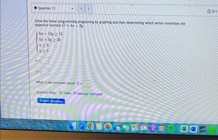 Solved Solve the linear programming programing by graphing | Chegg.com
