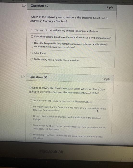 Solved Question 49 2 pts Which of the following were | Chegg.com