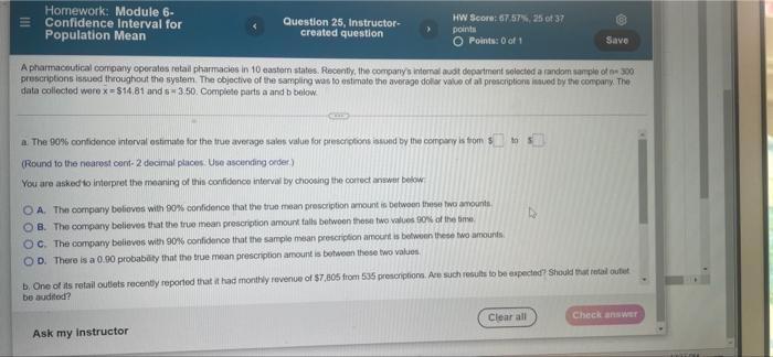 Solved III Homework: Module 6- Confidence Interval for | Chegg.com