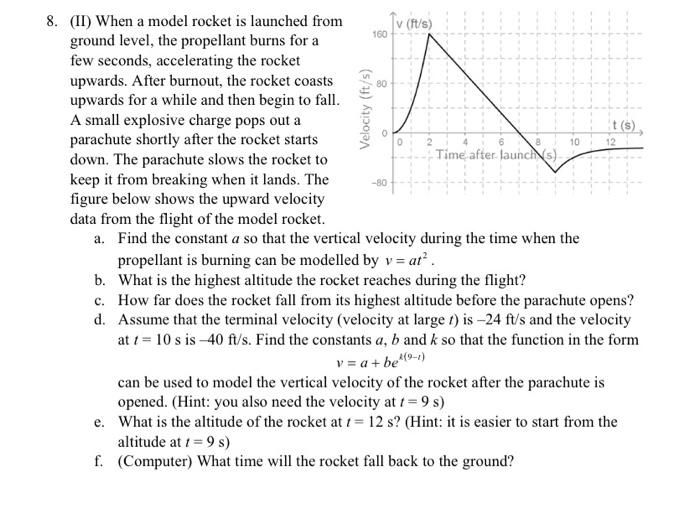 Solved (II) When a model rocket is launched from ground