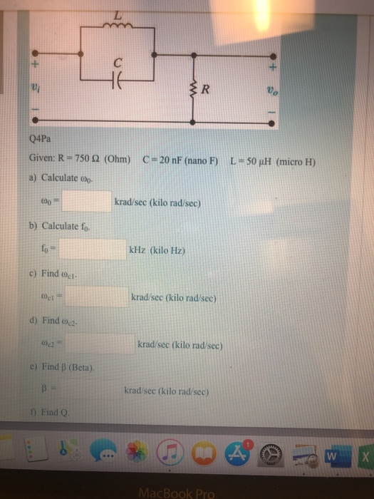 Solved Q4pa Given R 750 02 Ohm A Calculate C N Chegg Com