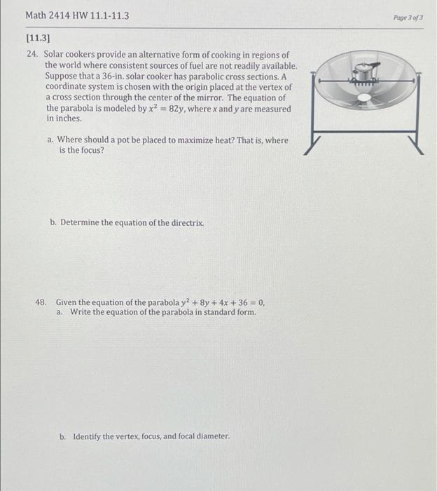 Solved Math 2414 HW 11.1-11.3 Page 3 of 3 [11.3] 24. Solar | Chegg.com