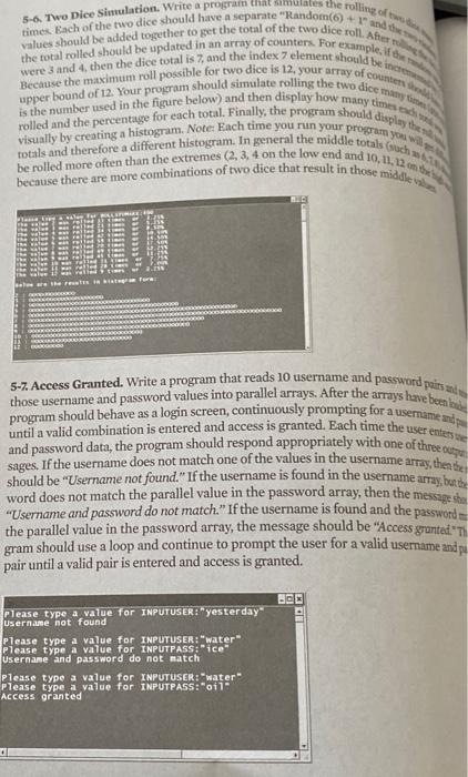 5-6. Two Dice Simulation. Write a program that | Chegg.com