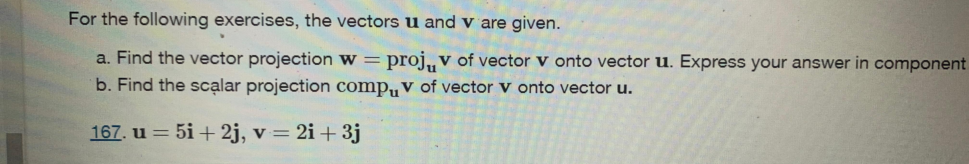 Solved For the following exercises, the vectors u ﻿and v | Chegg.com