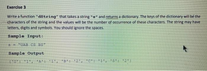 Solved Exercise 3 Write a function "String" that takes a | Chegg.com