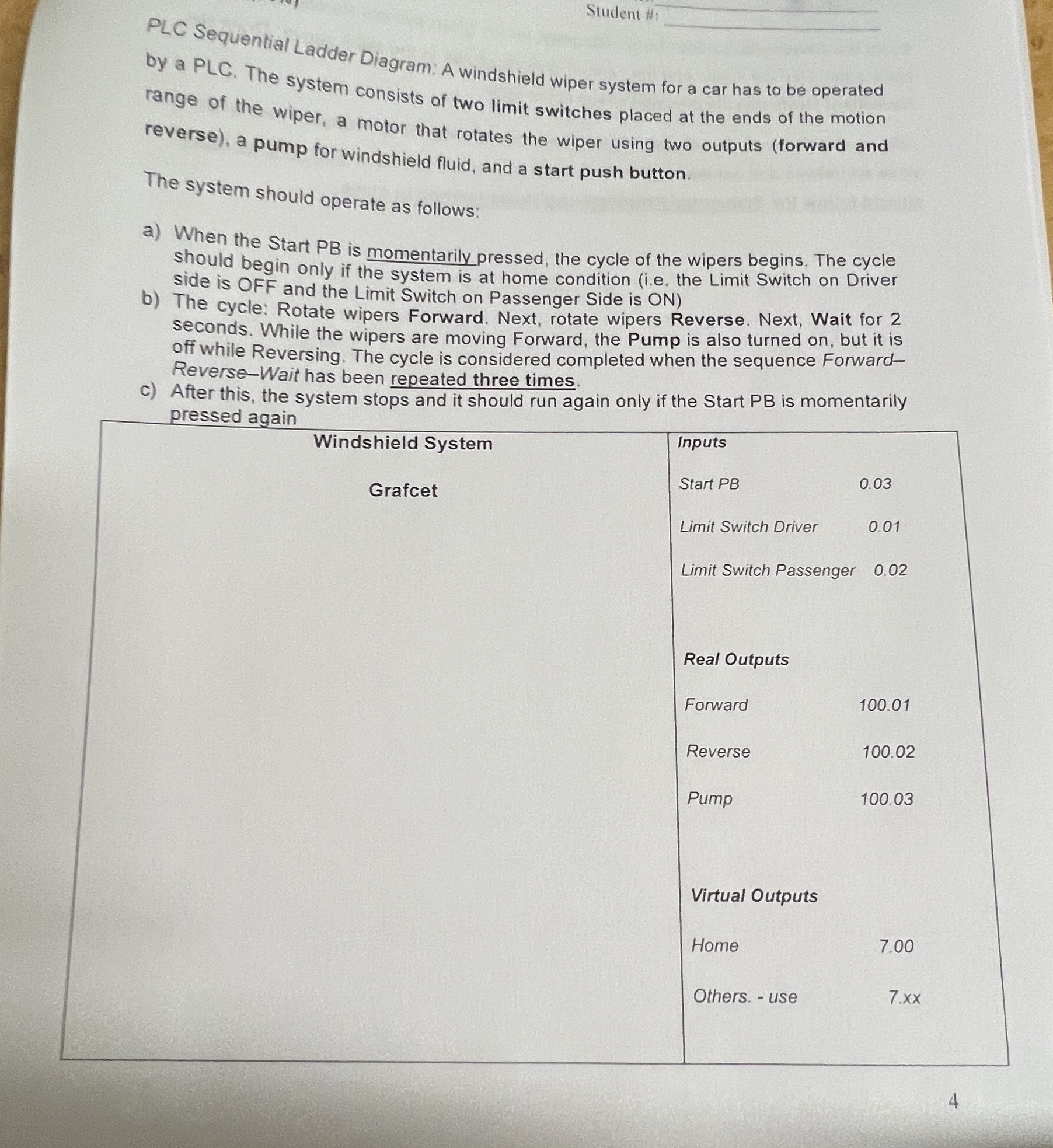 Solved Student PlC Sequential Ladder Diagram A windshield