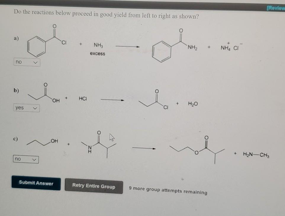 Solved [Review Do the reactions below proceed in good yield | Chegg.com