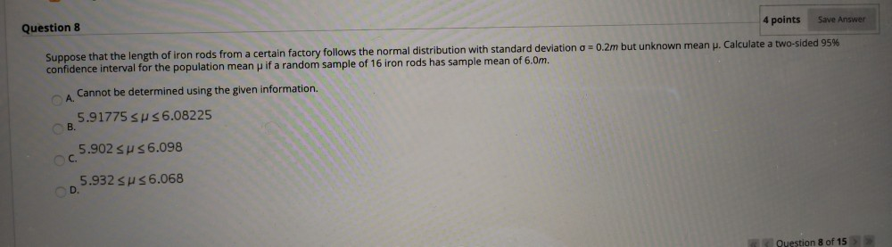 Solved 4 points Save Answer Question 8 Suppose that the | Chegg.com