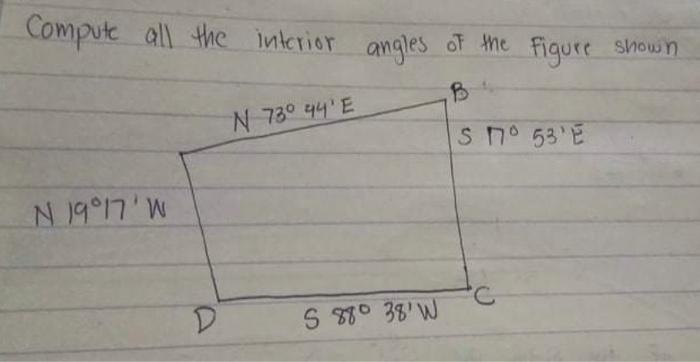 Solved Compute all the interior angles of the figure shown B | Chegg.com