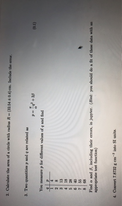 Solved 2. Calculate the area of a circle with radius R = | Chegg.com