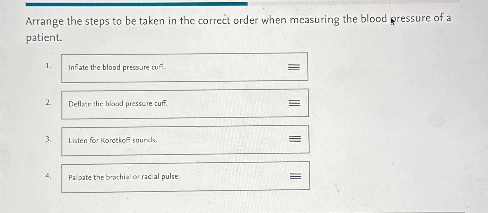 Solved Arrange the steps to be taken in the correct order | Chegg.com