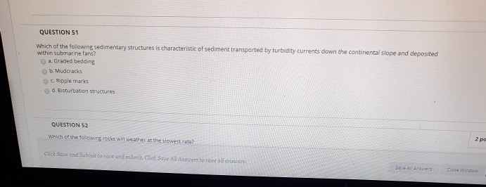 Solved QUESTION 51 Which of the following sedimentary | Chegg.com