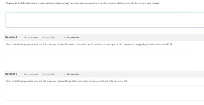 Solved Please write the SQL statement to create a table | Chegg.com