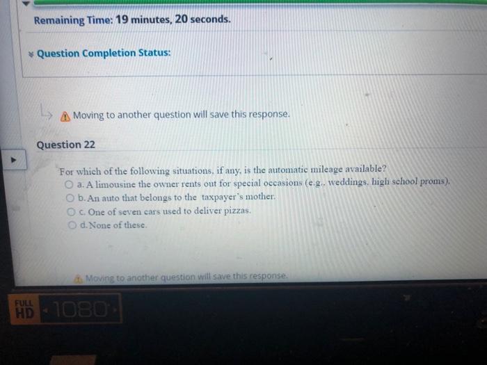 Solved Remaining Time: 19 minutes, 20 seconds. Question | Chegg.com