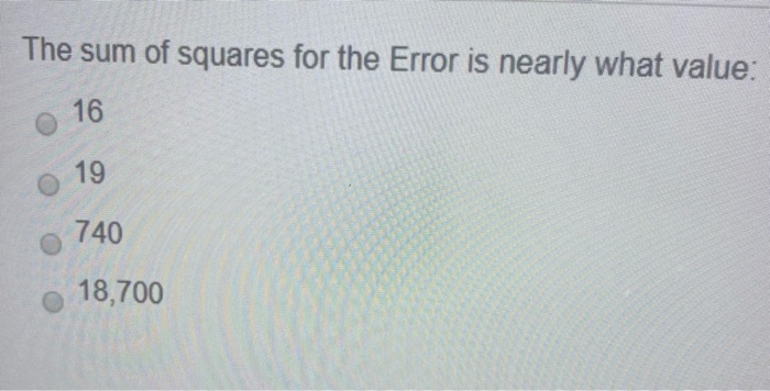 The sum of squares for the Error is nearly what | Chegg.com
