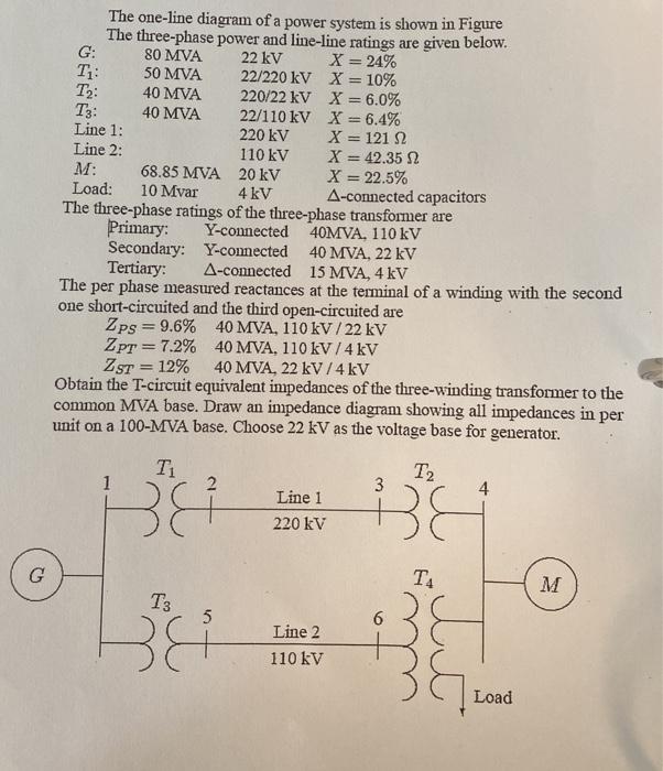 Solved T: The one-line diagram of a power system is shown in | Chegg.com